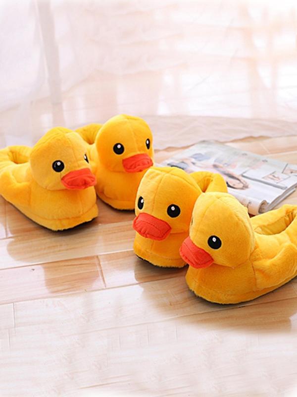 Men's Cute Duck Design Plush Slippers, 1 Pair Warm and Comfortable Bedroom Slippers for Indoor and Outdoor Wear, Creative Fluffy Slippers for Fall and Winter