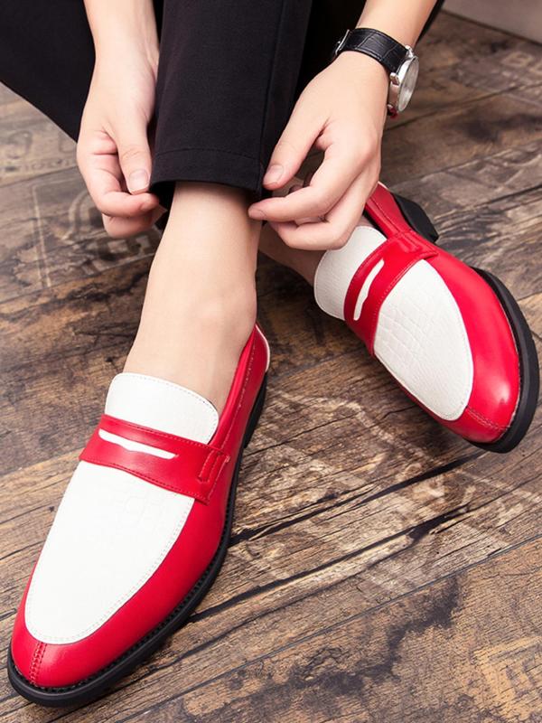 Men's Fashionable Colorblock Slip on Dress Shoes, Casual Comfortable Formal Shoes for Daily Wear, Lightweight Breathable Shoes for All Seasons