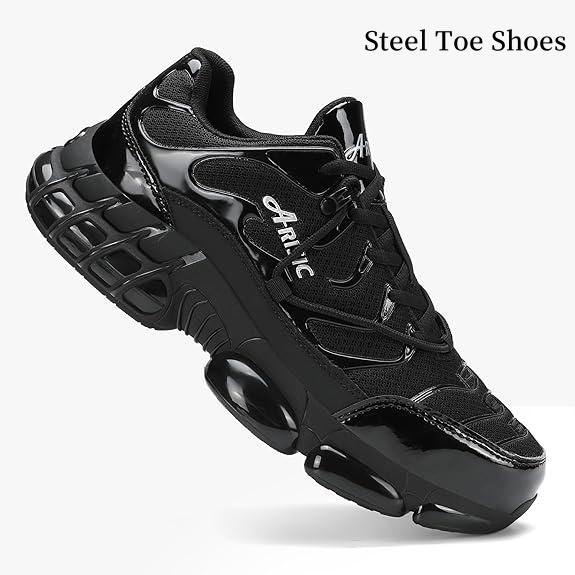 Black Friday Men's Steel Toe Shoes Sturdy Work Shoes Lightweight Steel Toe Athletic Shoes Non-Slip Safety Shoes Puncture Resistant Composite Toe