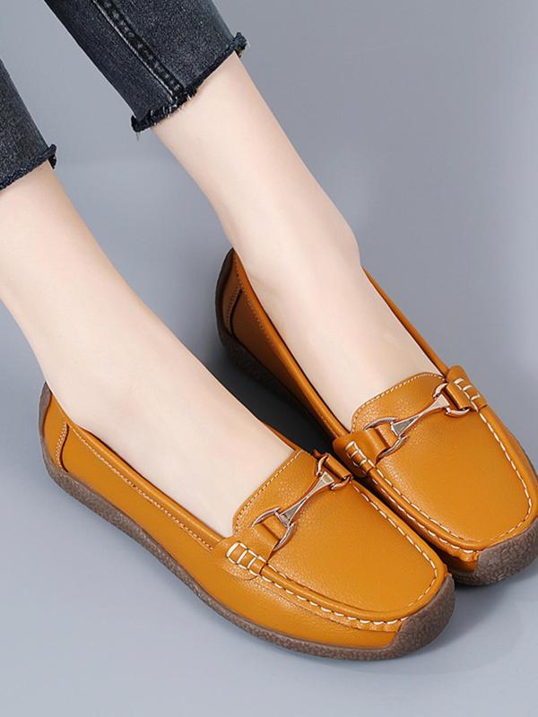 Women's Casual Solid Color Slip on Flats, Modest Fashion Comfortable Flat Shoes for Daily Life, Breathable and Versatile Women's Shoes for All Seasons