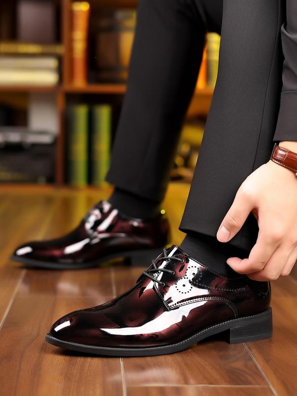 Men's Minimalist Temperament Marble Pattern Formal Shoes, Business Style Elegant Pointed Toe Dress Shoes for Work Office