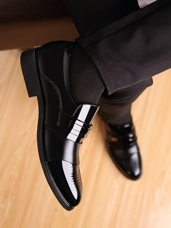 Men's Business Formal Dress Shoes, 1 Pair Solid Color Slip on Dress Shoes, High Quality Comfortable Walking Shoes for Work Office