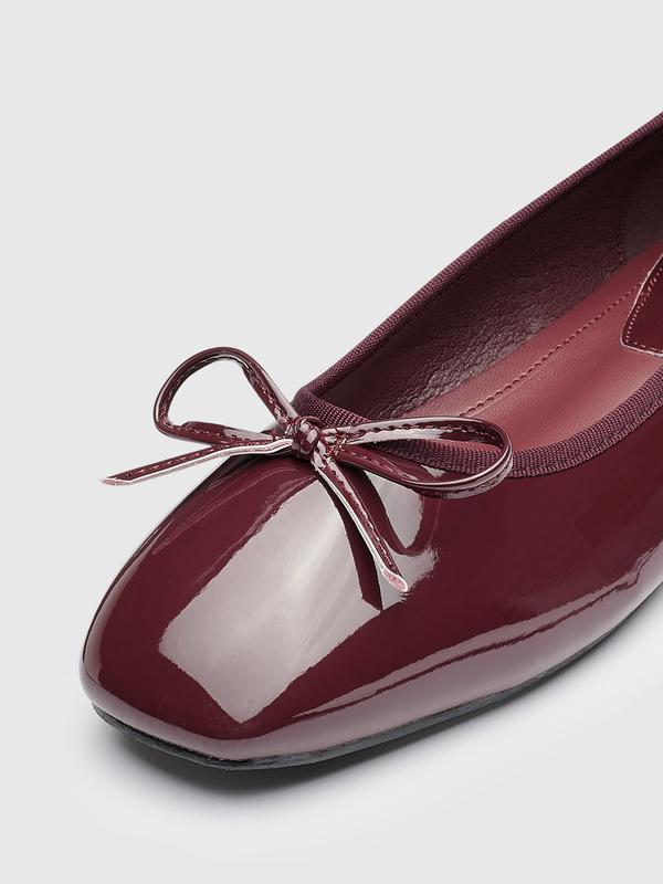 Cider [9 colors, Size 6-11] Bow Decor Square Toe Ballet Mary Jane Flats, Classic Chic Ballet Flats for Daily Casual & Work