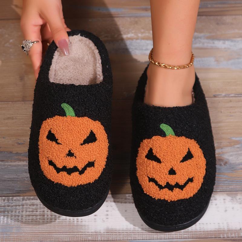 Halloween Slippers Pumpkin for Womens Mens Cute Comfy Bedroom Slippers For Women,Ladies Fuzzy Slippers Girl