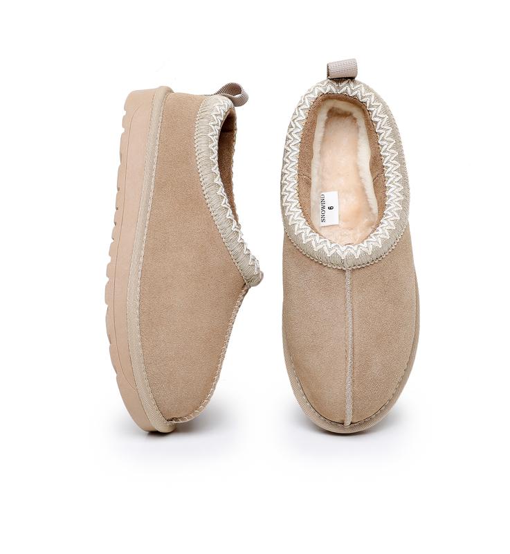 Snowind Braided Leather Outdoor Slippers Women's Mini Platform Boots with Fluffy Fur Lining Short Ankle Boots for Autumn Winter Warm Walking Shoes Snow boots