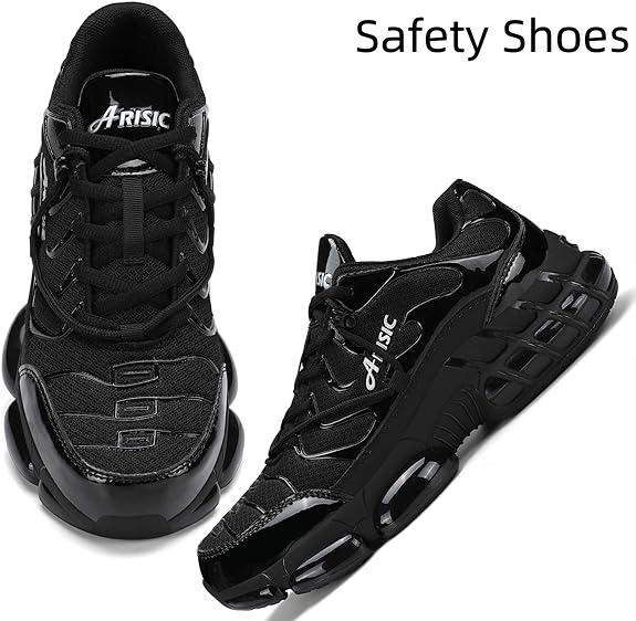 Black Friday Men's Steel Toe Shoes Sturdy Work Shoes Lightweight Steel Toe Athletic Shoes Non-Slip Safety Shoes Puncture Resistant Composite Toe