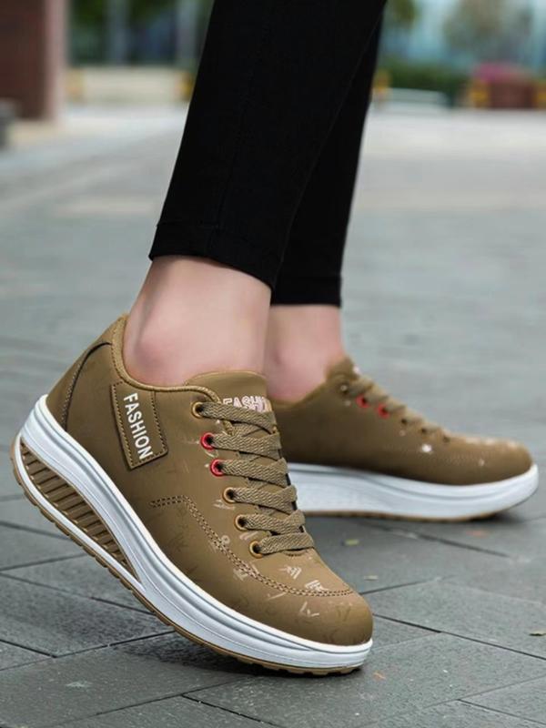 Women's Fashionable Letter Design Lace Up Sneakers, Casual Comfortable Breathable Sports Shoes, All-match Round Toe Shoes for Daily Wear