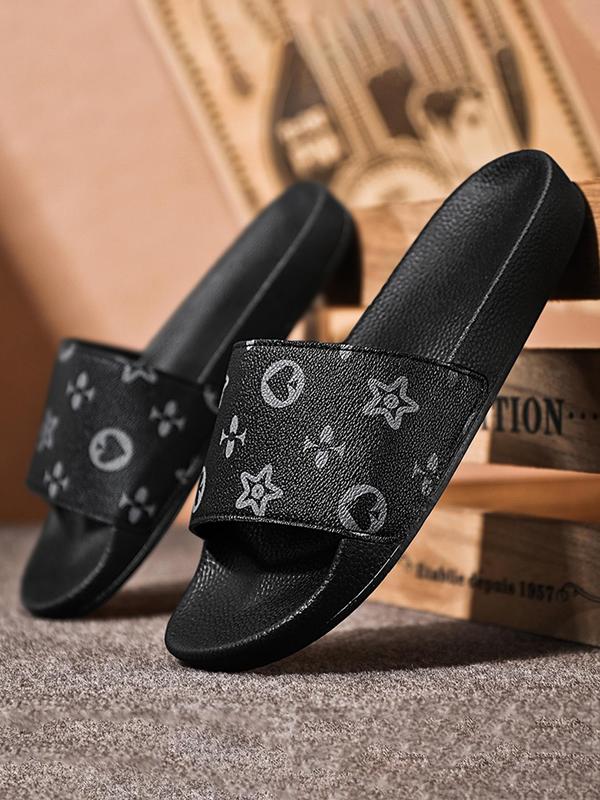 Birthday Gift, Men's Fashionable Star Print Slide Slippers, Summer Casual Comfortable Home Slippers, Non-slip House Shoes for Indoor Outdoor Wear