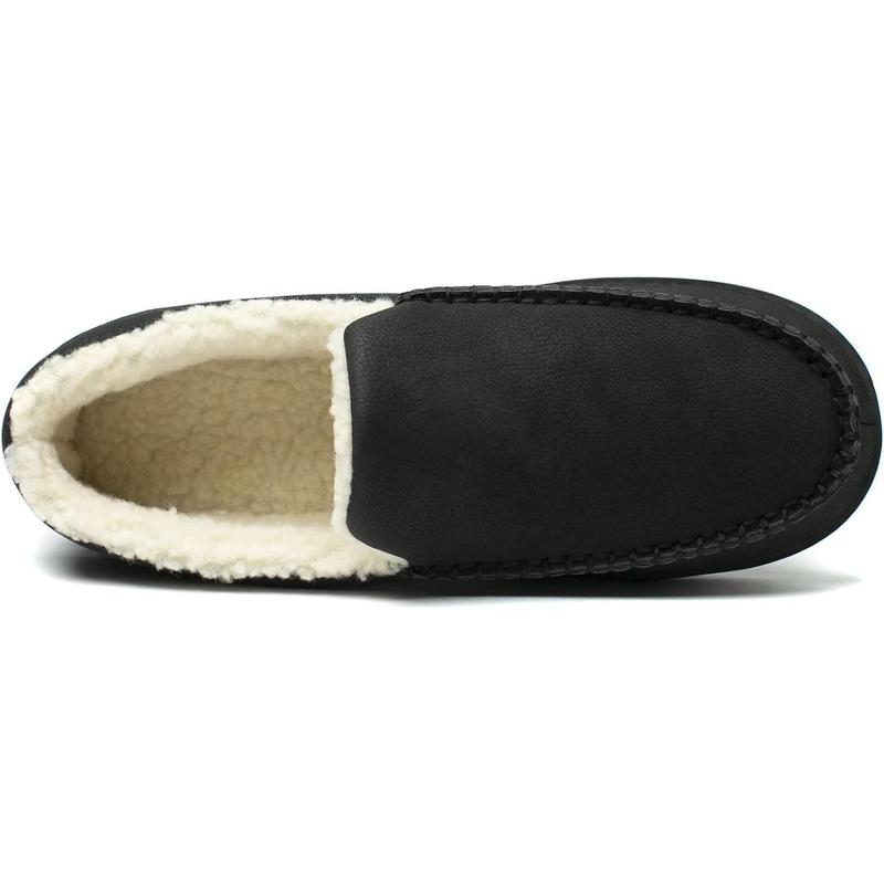 NewDenBer Men's Moccasin Slippers Warm Memory Foam Suede Soft Plush Lined Slip on Indoor Outdoor House Shoes