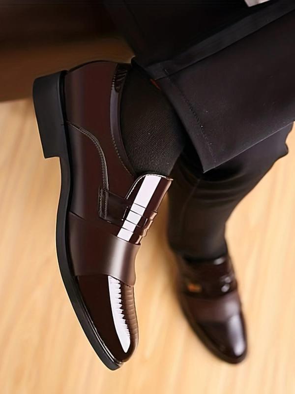 Men's Business Formal Dress Shoes, 1 Pair Solid Color Slip on Dress Shoes, High Quality Comfortable Walking Shoes for Work Office