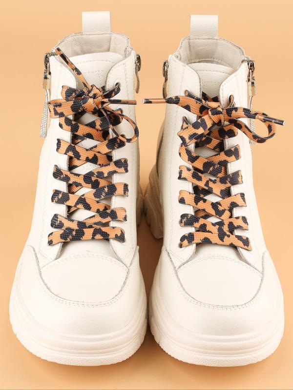 1 Pair Random Pattern Leopard Print Shoes Laces, Casual Shoelace for Kids Canvas Sneakers, Trendy Shoes Accessories