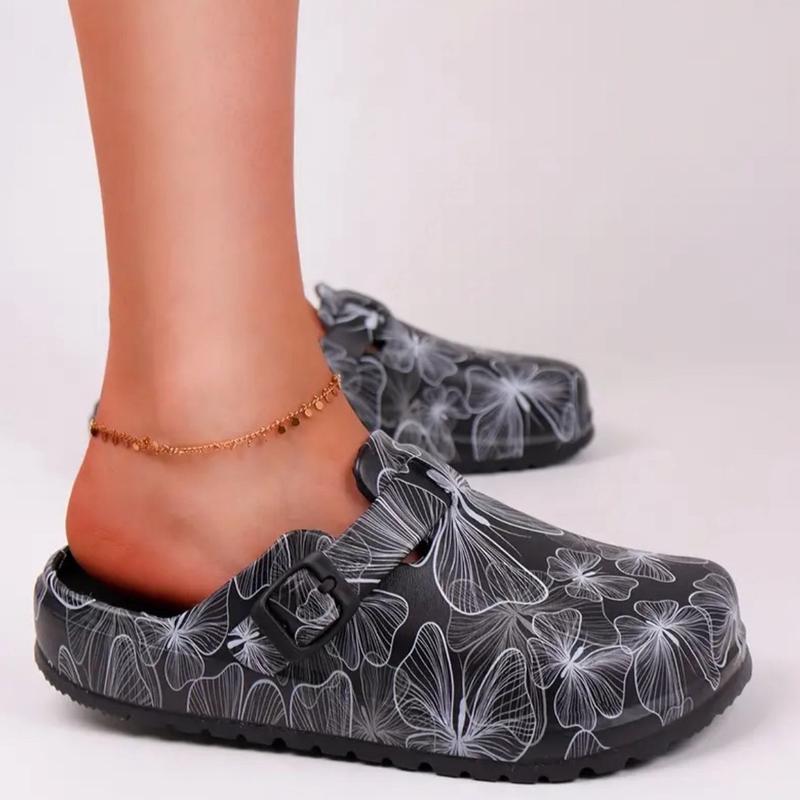 Women's Butterfly Print EVA Slip-On Clogs with Cap Toe and Flat Heel for Beach & Garden Activities - Lightweight and Comfortable Footwear Shoe Walking Shoes