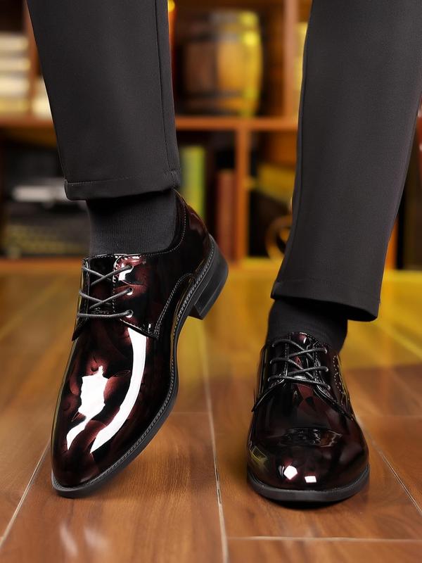 Men's Minimalist Temperament Marble Pattern Formal Shoes, Business Style Elegant Pointed Toe Dress Shoes for Work Office