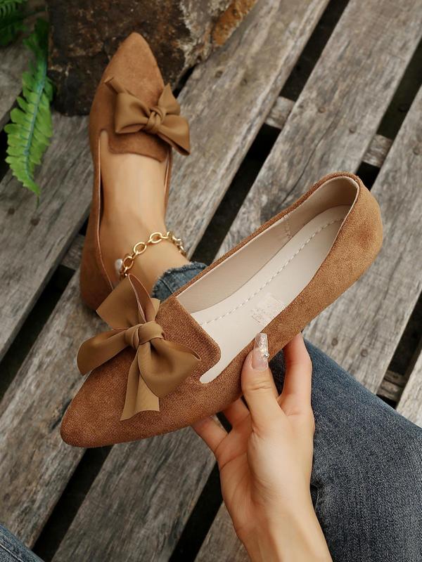 Women's Elegant Bow Decorated Slip on Flats, 1 Pair Fashionable Pointed Toe Flat Shoes for Daily Wear, Breathable Comfortable Shoes for Daily Wear, Perfect for Women and Outdoor