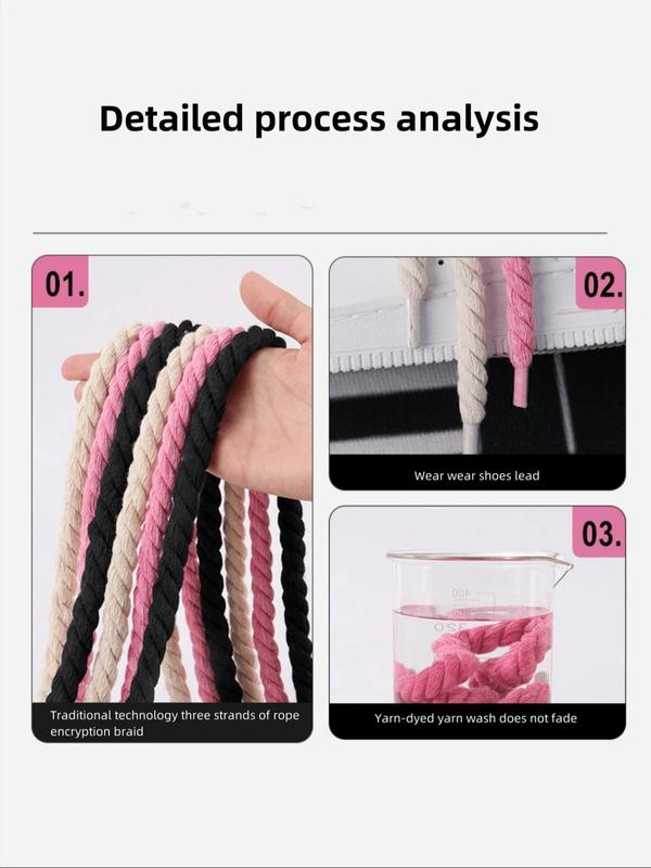 Solid Color Versatile Shoelaces, Rope Thickened Laces, Suitable for Basketball Shoes, Sneakers, Casual Shoes, DIY Shoe Accessories