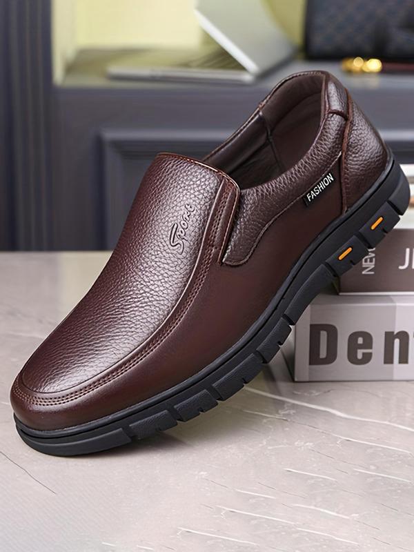 Men's Business Style Solid Color Letter Design Slip on Dress Shoes, Casual Comfortable Shoes for Daily Wear, Perfect for Men for Outdoor & Daily Wear