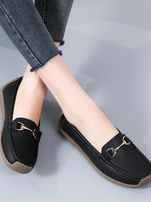 Women's Casual Solid Color Slip on Flats, Modest Fashion Comfortable Flat Shoes for Daily Life, Breathable and Versatile Women's Shoes for All Seasons