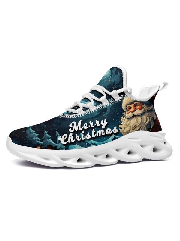 Men's Christmas Themed Lace Up Low Top Chunky Casual Sneakers, Casual Comfortable Soft Sole Sports Running Shoes, Male All-match Round Toe Shoes for Daily Wear