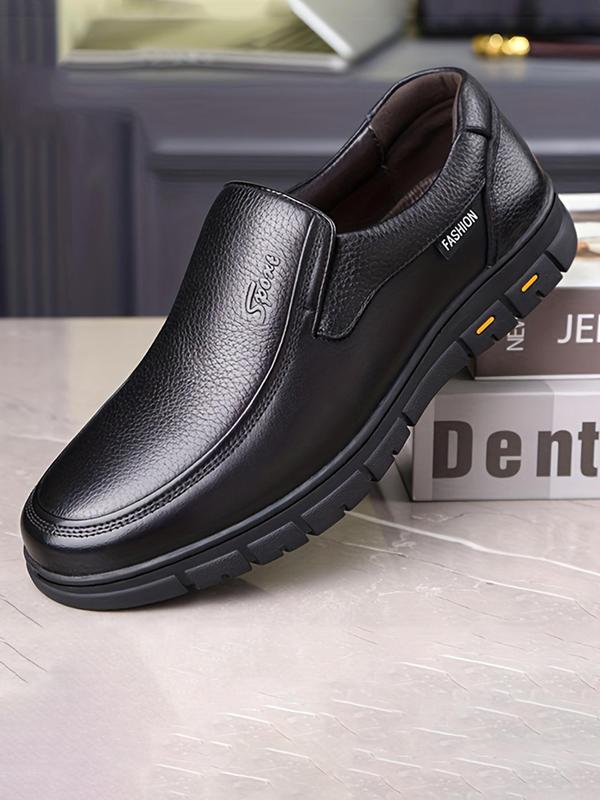 Men's Business Style Solid Color Letter Design Slip on Dress Shoes, Casual Comfortable Shoes for Daily Wear, Perfect for Men for Outdoor & Daily Wear