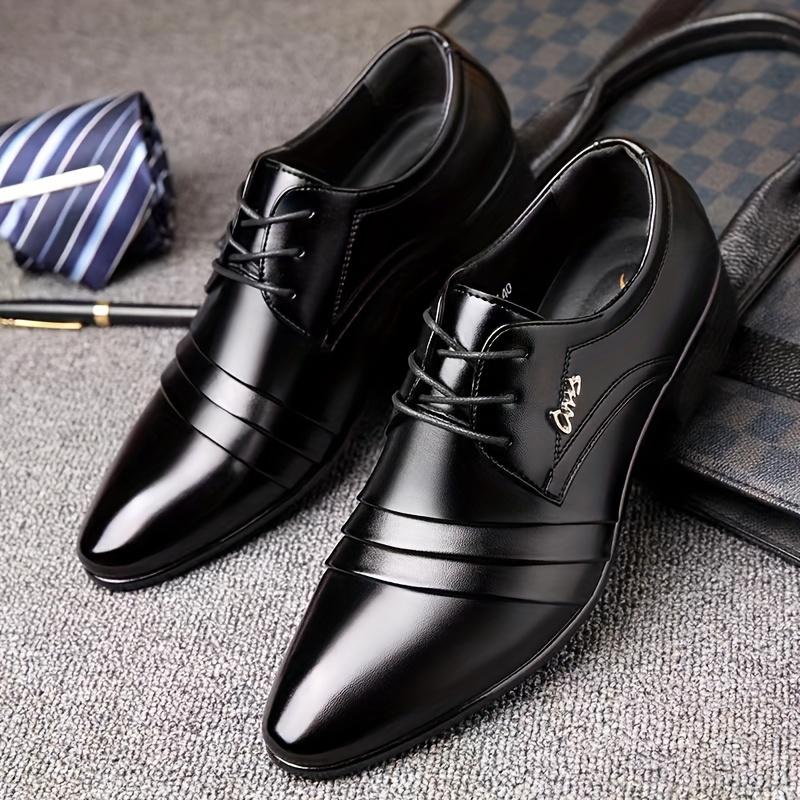 Fashion men's pointed toe dress shoes - lace-up formal shoes, PU upper, classic style men's casual for business and special occasions leather Footwear Walking Shoes