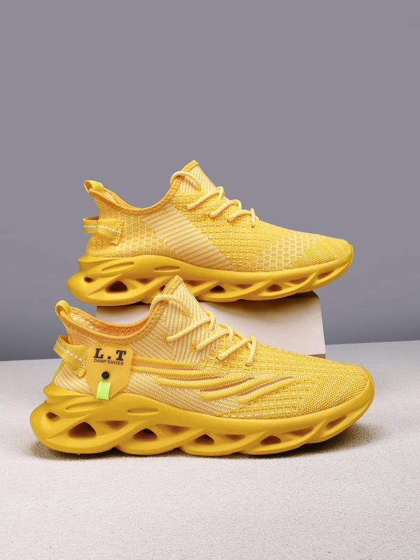 Men's Fashionable Lace Up Low Top Sneakers, Casual Comfortable Breathable Blade Sole Sports Running Shoes, Male All-match Round Toe Chunky Sneakers for Daily Life