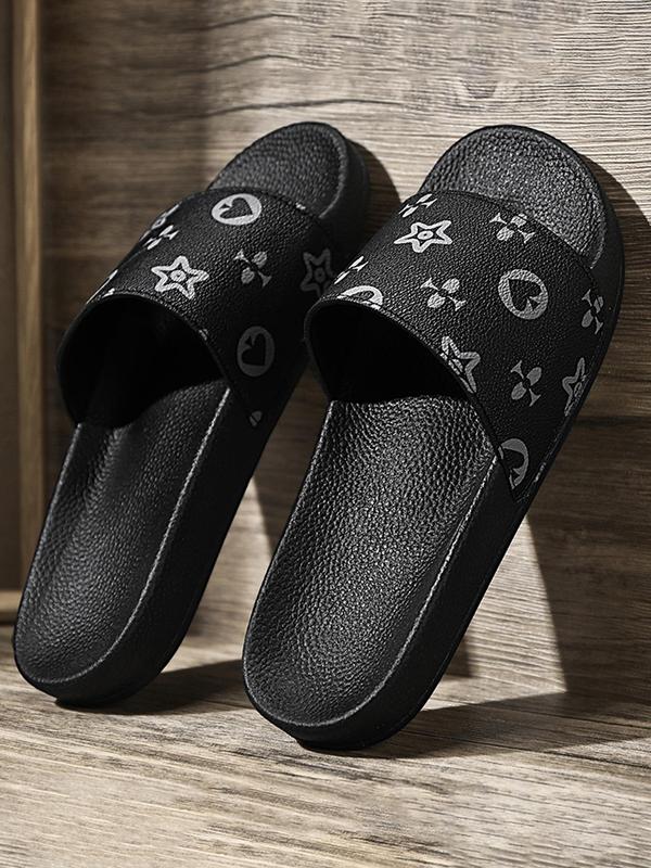 Birthday Gift, Men's Fashionable Star Print Slide Slippers, Summer Casual Comfortable Home Slippers, Non-slip House Shoes for Indoor Outdoor Wear