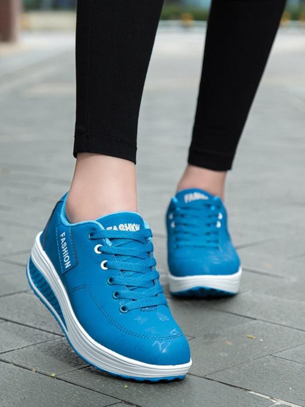 Women's Fashionable Letter Design Lace Up Sneakers, Casual Comfortable Breathable Sports Shoes, All-match Round Toe Shoes for Daily Wear