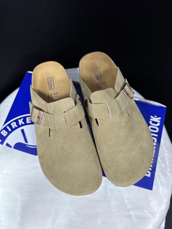 Genuine Leather Birkenstock Open Toe Cork Slippers, Four Seasons Sandals, Unisex Casual Couples Slip-On Shoes