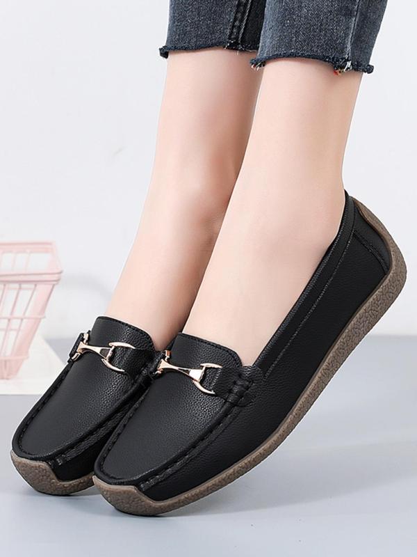 Women's Casual Solid Color Slip on Flats, Modest Fashion Comfortable Flat Shoes for Daily Life, Breathable and Versatile Women's Shoes for All Seasons