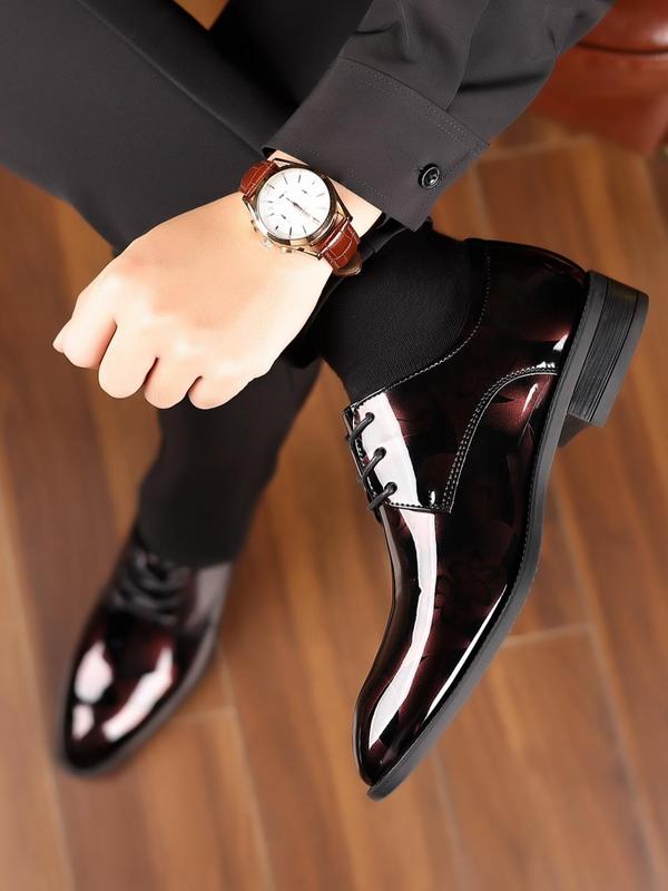 Men's Minimalist Temperament Marble Pattern Formal Shoes, Business Style Elegant Pointed Toe Dress Shoes for Work Office