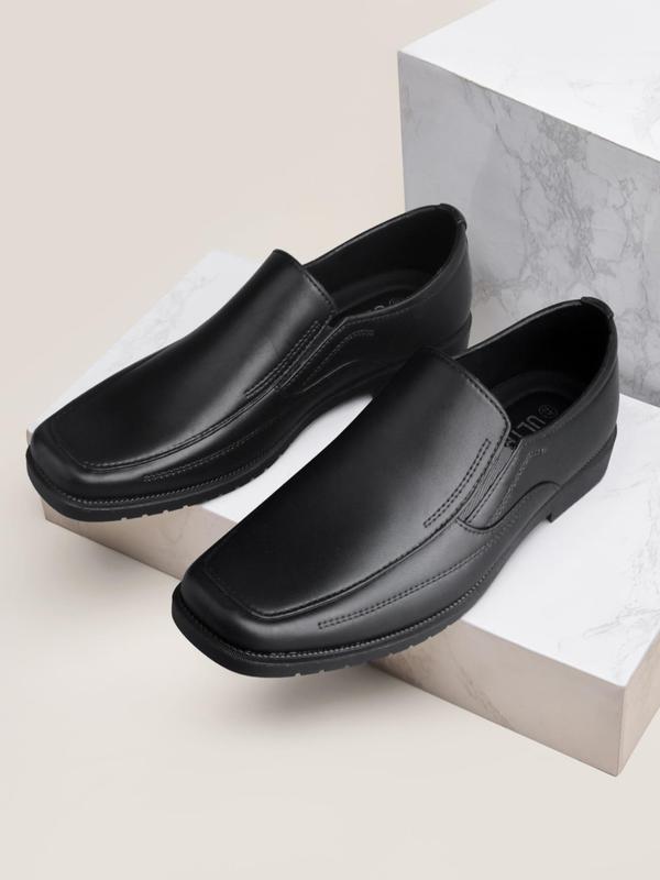 Men's Business Solid Color Slip-on Dress Shoes, Casual Non-slip Low Heel Comfortable Formal Shoes for Work Office, Shoes for School