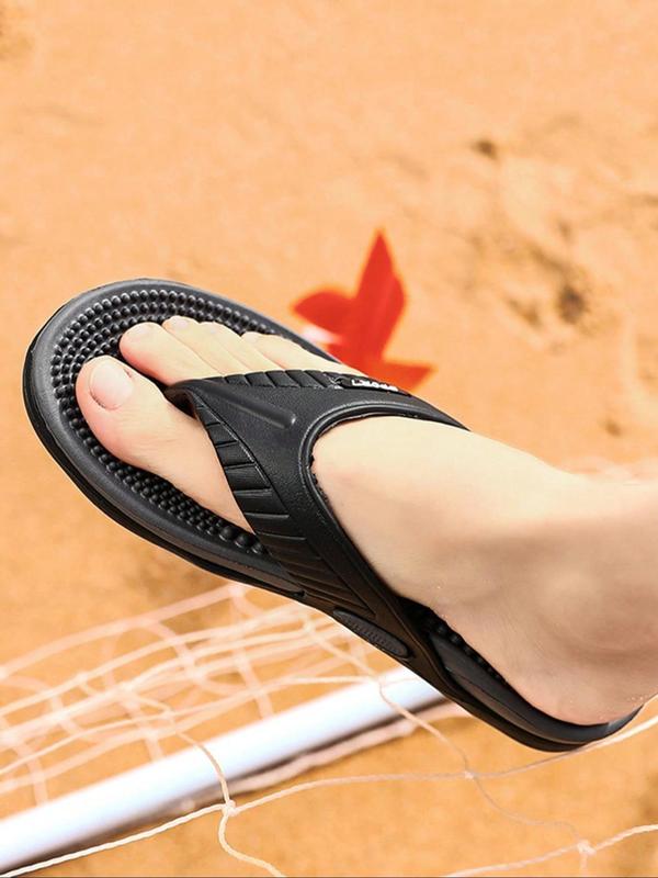 Men's Casual Solid Color Flip Flops, Summer Lightweight Non-slip Beach Sandals, Comfortable Quick Drying Flip Flops for All Seasons