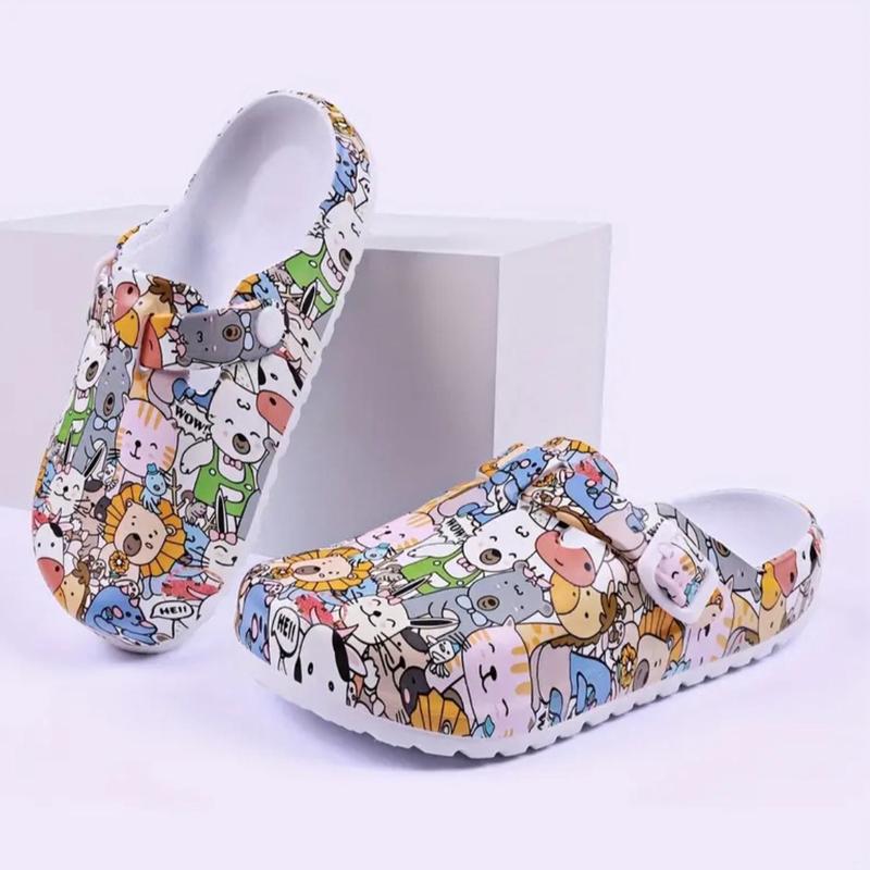 Women’s Animals Cartoon Print EVA Clogs for Women - Soft, Slip-On, Flat Heel, Cap Toe, Comfortable Beach & Garden Shoes with Random Flower Pattern, EVA Insole and Outsole, Ideal for Lab & Surgery Room Work Footwear Walking Shoes Lightweight Design