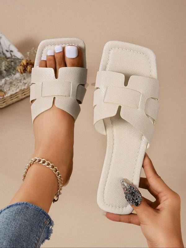 Women's Fashionable Plain Criss Cross Hollow out Design Slides, Casual Comfortable Flat Slippers for Summer, Female All-match Round Toe Slippers for Indoor Outdoor Wear