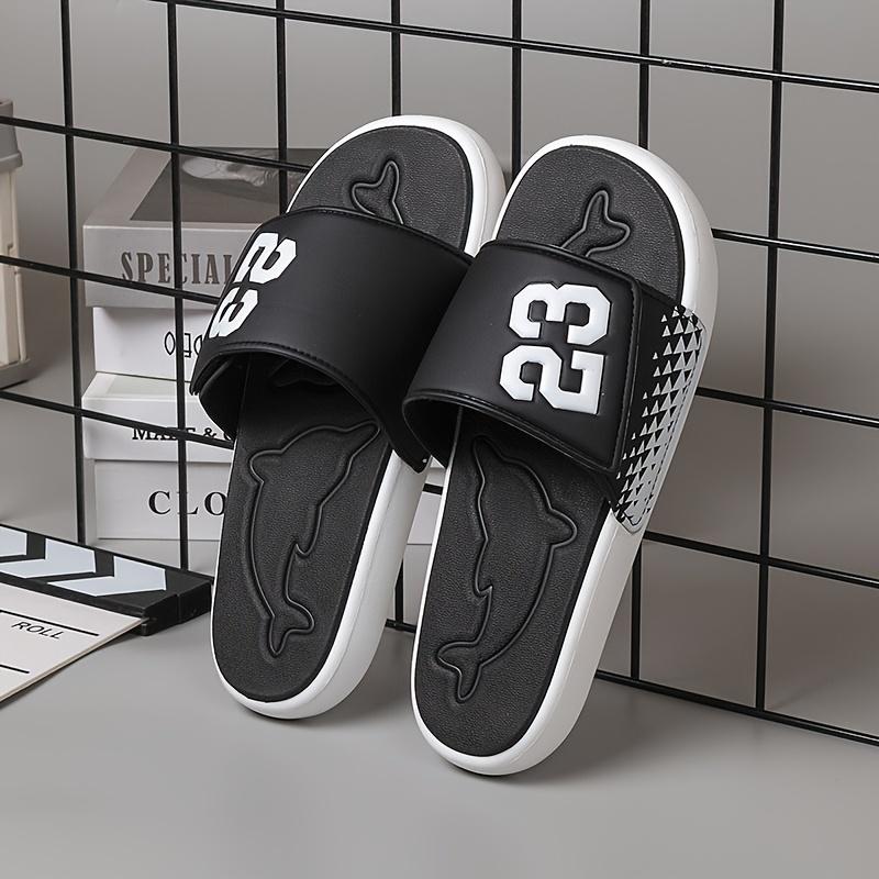 Men's Summer Slides - Comfy, Soft Sole Open-Toe Sandals with Hook-and-loop Fastener Closure for Indoor & Outdoor Wear