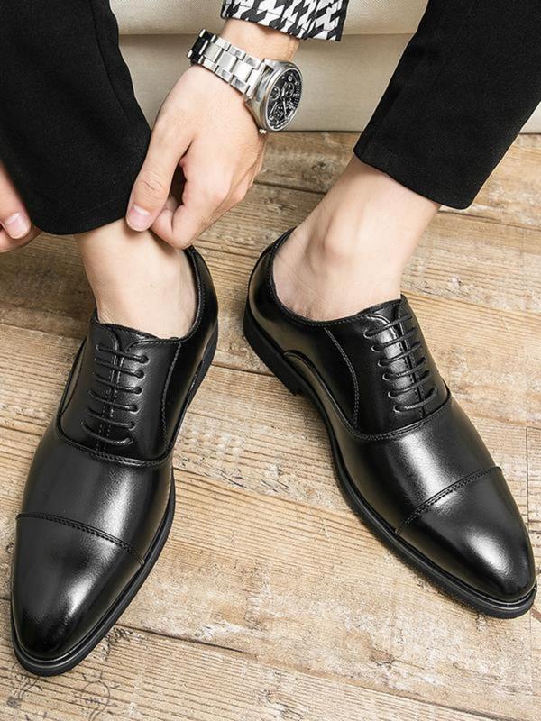 Men's Business Formal Lace Up Dress Shoes, Fashionable Pointed Toe Shoes for Work Office, Male All-match Commuter Shoes for Daily Wear