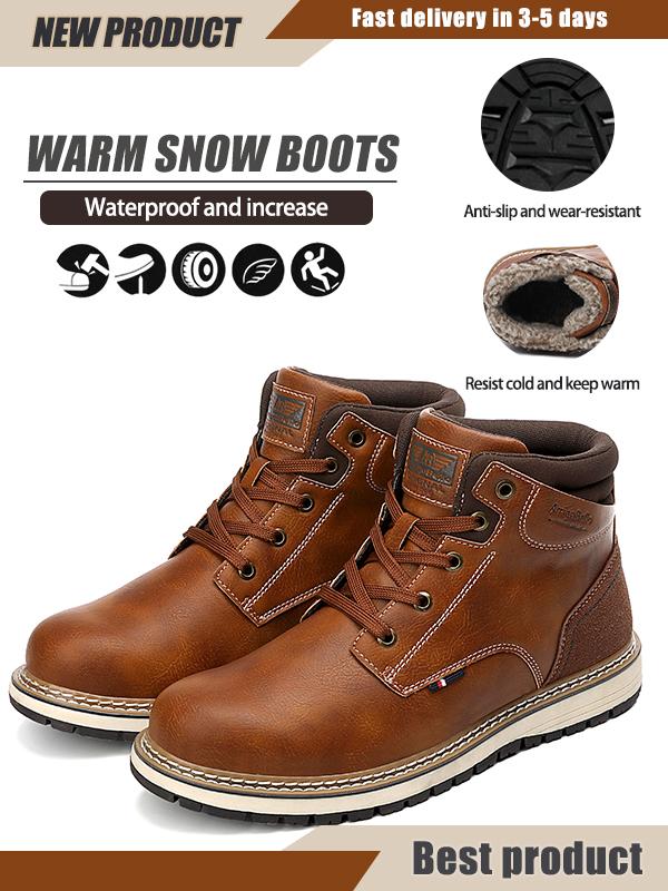 ARRIGO BELLO Winter Boots, Martin Boots Men's Fashion Casual Sports Shoes Non-slip Men's Snow Boots Warm Outdoor Waterproof Shoes (Brown) work boot Comfort