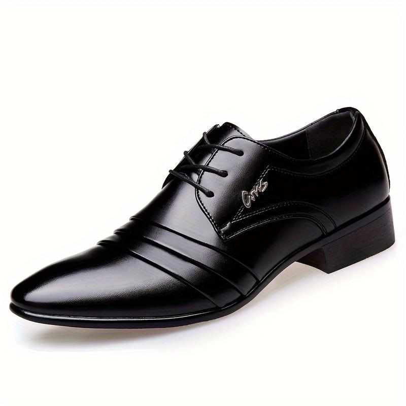 Fashion men's pointed toe dress shoes - lace-up formal shoes, PU upper, classic style men's casual for business and special occasions leather Footwear Walking Shoes