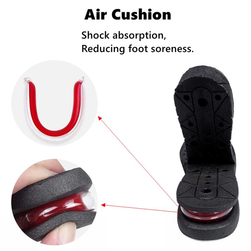 Height Increase Insoles 3 Layers, 1.2 to 2.4 Inches, Universal Breathable Non-Slip Shoe Lift Inserts, Variable Height Increasing Heel Protector Pads with Air Cushion for Women and Men, 1 Pair. (Black)