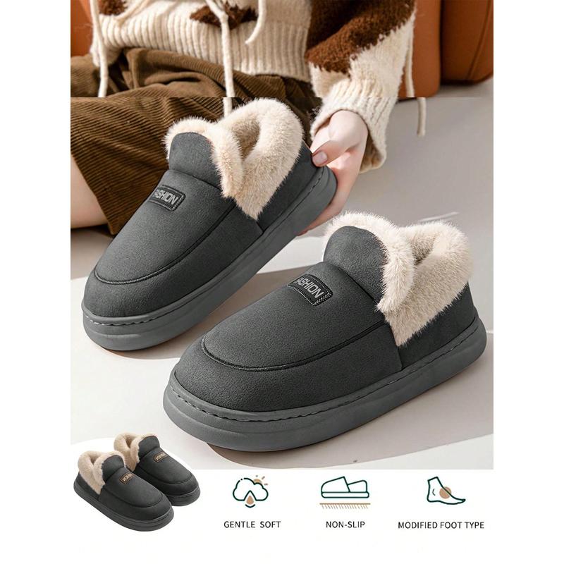 Cozy House Shoes Memory Foam Suede Slipper Boots With Fuzzy Plush Lining And Collar Winter Non Slip House Shoes For Indoor Outdoor