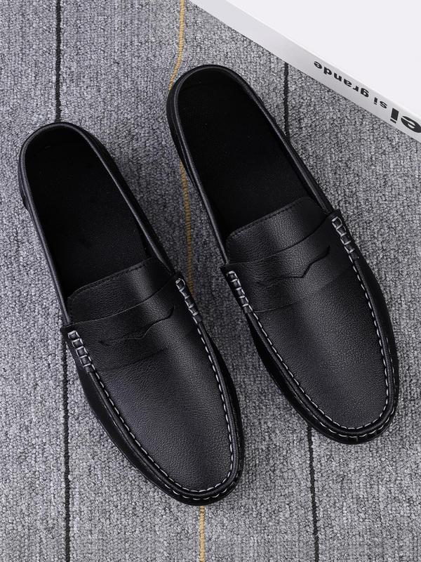 Men's 1 Pair Minimalist Plain Round Toe Slip-on Shoes, Casual Business Style Flat Shoes For Daily Wear, Lightweight Breathable Comfortable Shoes