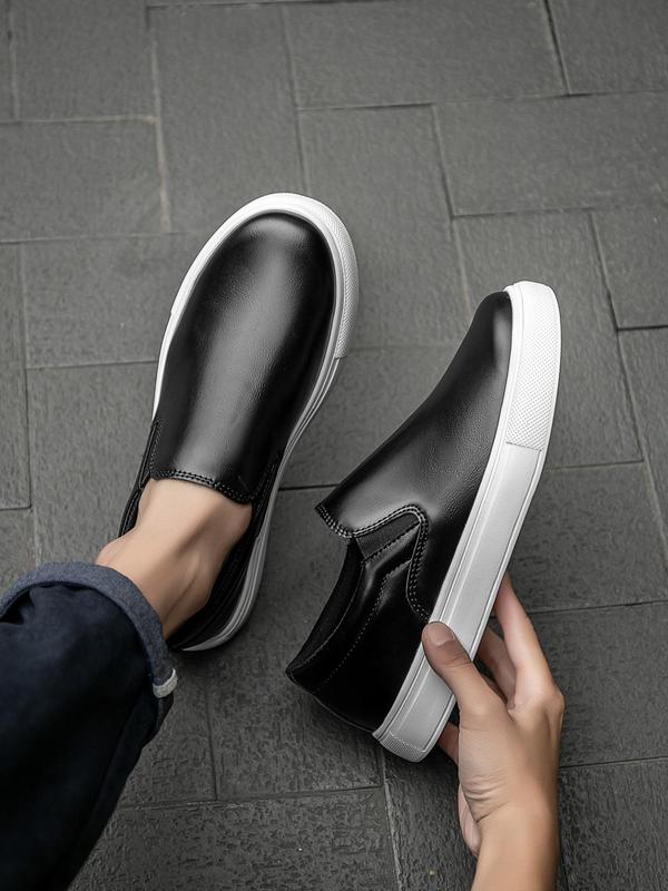 Men's Fashionable Solid Color Slip on Skate Shoes, Casual Comfortable Non-slip Skate Shoes, Business Male Shoes for Daily Wear