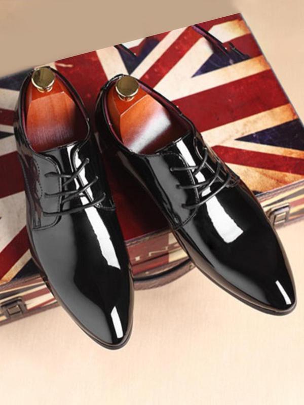 Men's Business Style Solid Color Lace Up Dress Shoes, Fashionable Pointed Toe Shoes for Work Office, Male All-match Shoes for Daily Wear