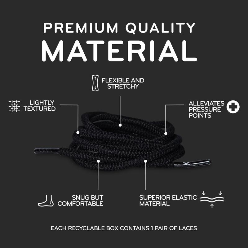 Black Round Elastic Stretch Shoe Laces (Updated Version) Footwear Comfort