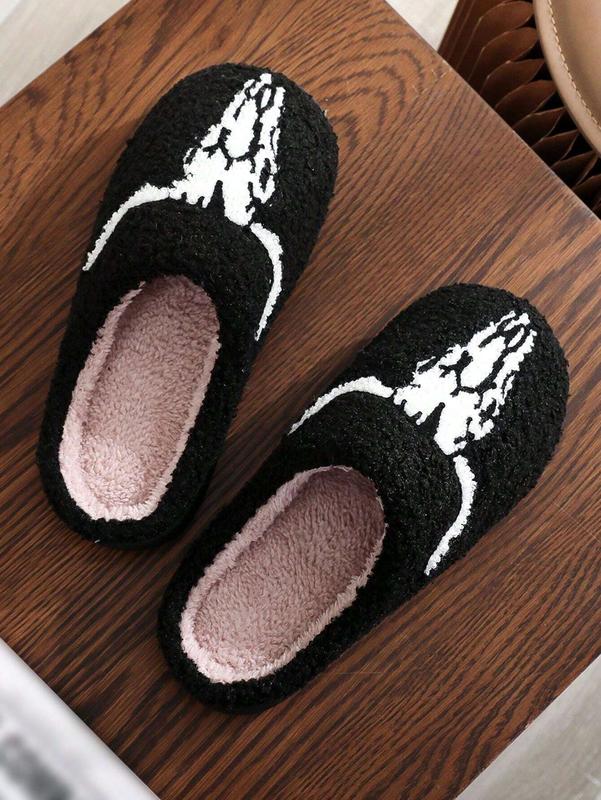 Men's Cartoon Bull Head Plush Slippers, Fall Winter Indoor Soft Comfortable Warm Furry Slippers