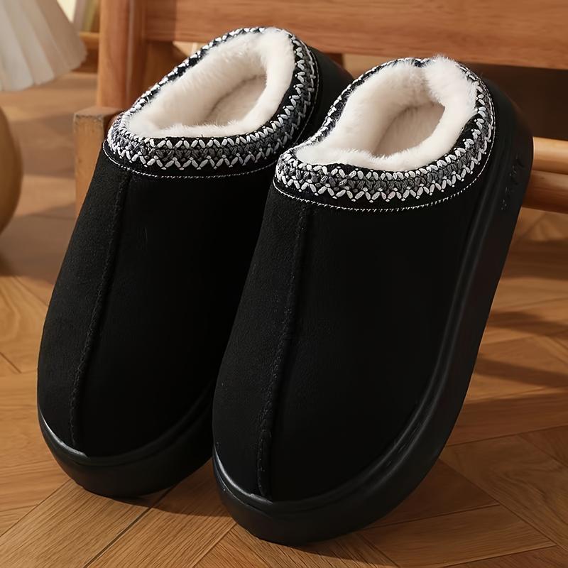 A Comfortable Neutral Casual Slipper with Memory Foam Insole, Warm Fabric Lining, Stitched Upper Design and Non-Slip Rubber Outsole-Portable Indoor Shoes Suitable for All Seasons