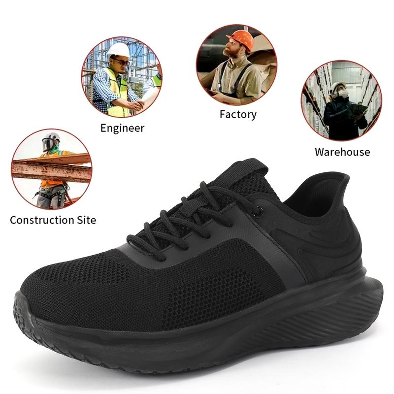 2024 Men's Steel Toe Safety Running Shoes Lightweight, Breathable, Smash-Proof and Stab-Proof Work Shoes Non-slip and Wear-Resistant Synthetic Upper