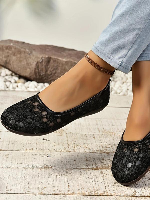 Women's Floral Embroidery Slip on Flats, Casual Comfortable Flat Shoes for Women, Simple Design Round Toe Walking Shoes, Comfy  Footwear