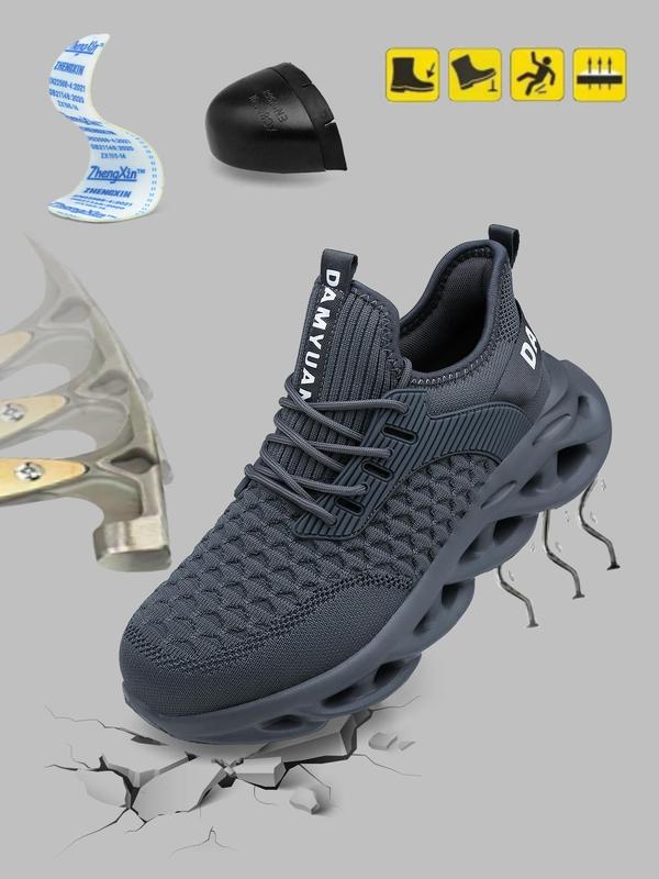 Men's Anti-smash and Anti-puncture Work Shoes, Casual Breathable Comfortable Blade Sole Sports Shoes, Fashionable Non-slip Safety Shoes for Daily Wear