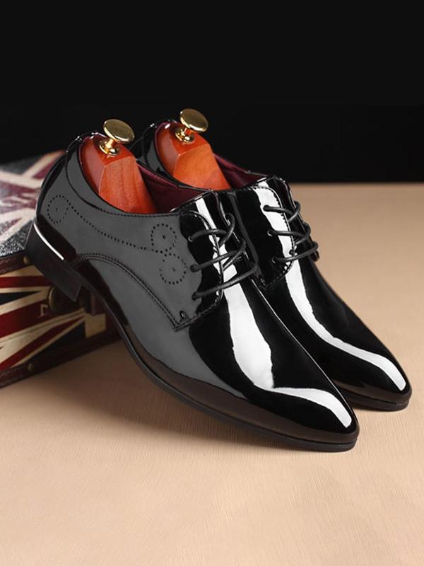 Men's Business Style Solid Color Lace Up Dress Shoes, Fashionable Pointed Toe Shoes for Work Office, Male All-match Shoes for Daily Wear